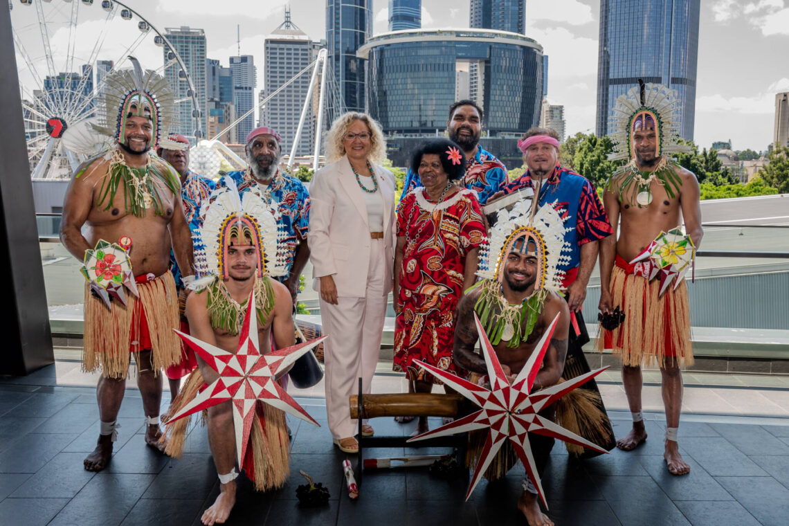 Leah Purcell and Wagga Torres Strait Islander Dance Company at Screen Queensland's RAP and First Nations strategy launch event