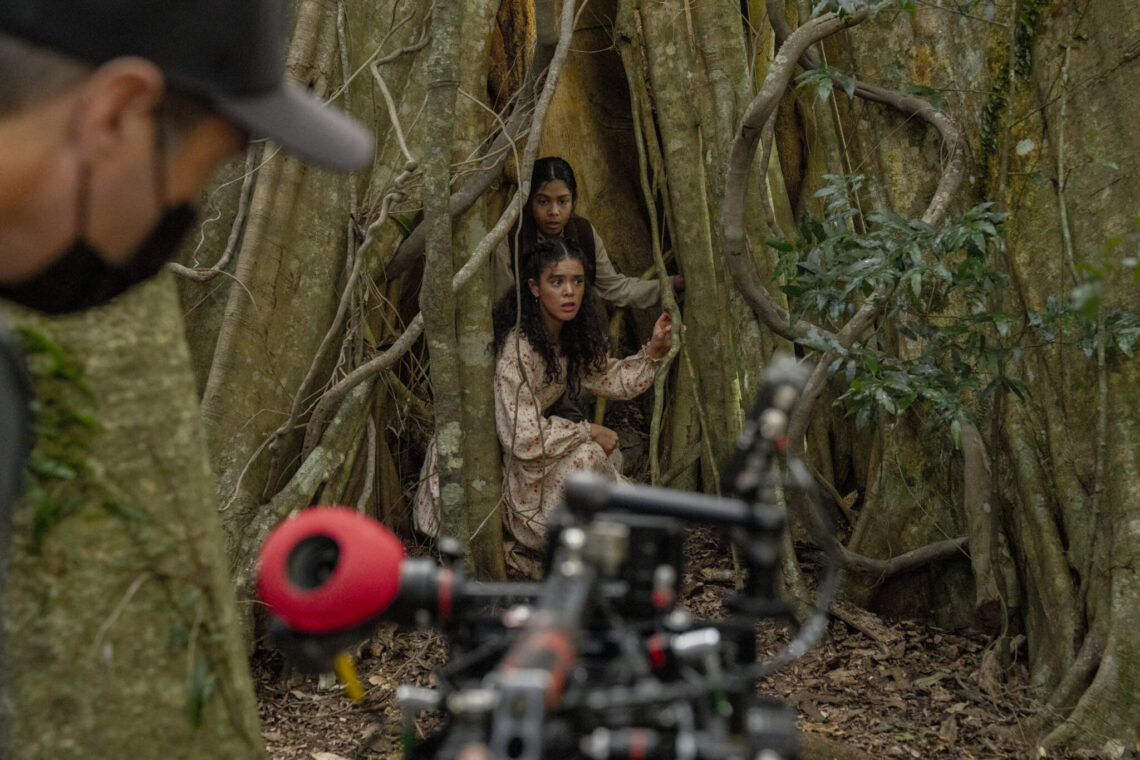 Elizabeth (Safia Oakley-Green) and Issac (Vedanten Naidoo) in THE BLUFF.