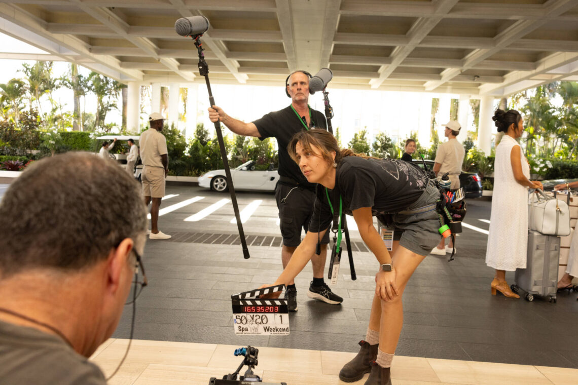 Still photography on the set of Spa Weekend